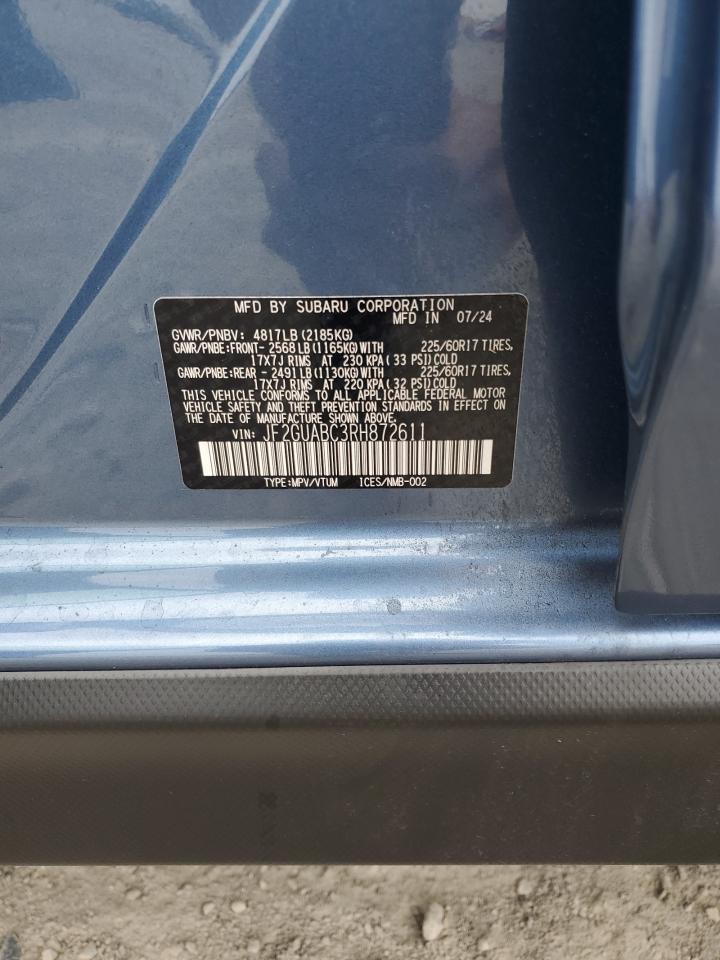 2024 SUBARU CROSSTREK  VIN:JF2GUABC3RH872611
