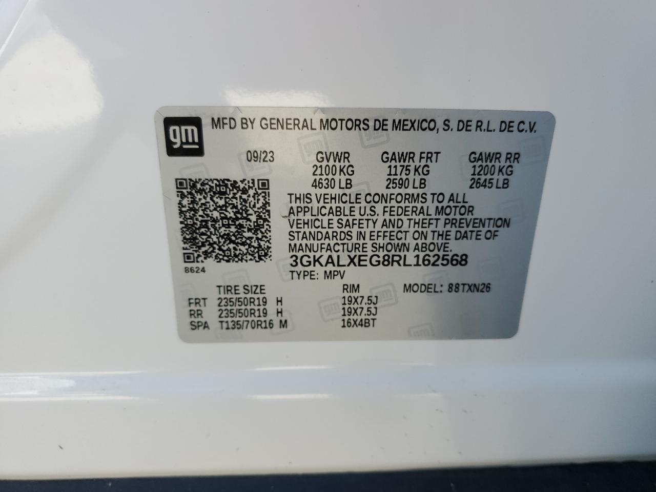 2024 GMC TERRAIN DENALI VIN:3GKALXEG8RL162568