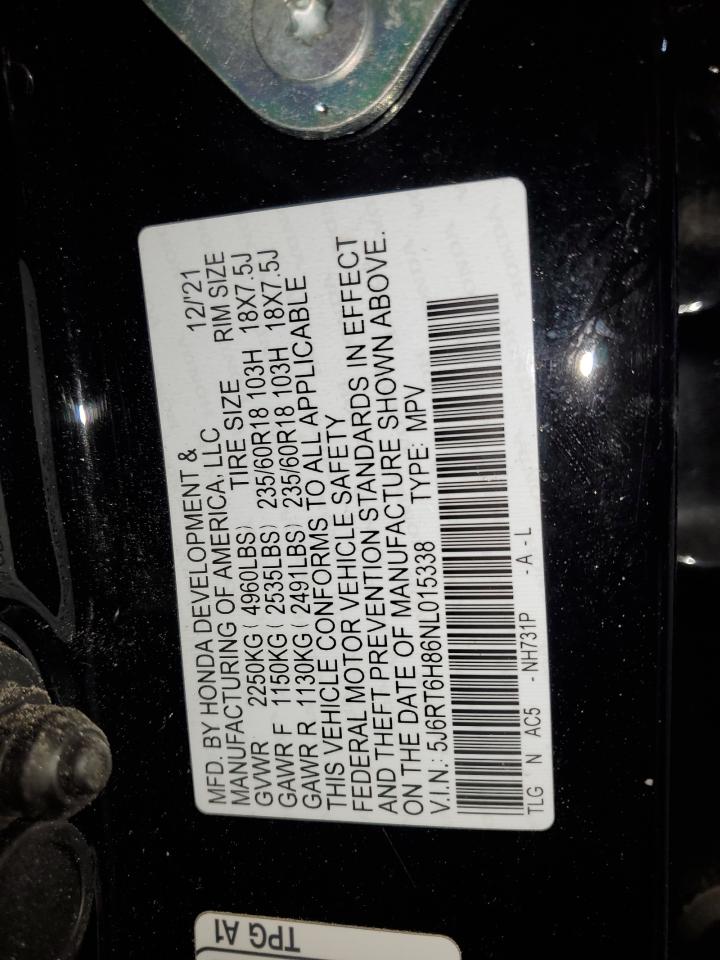 2022 HONDA CR-V EXL VIN:5J6RT6H86NL015338