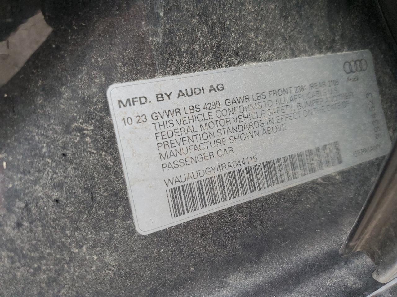 2024 AUDI A3 PREMIUM VIN:WAUAUDGY4RA044115