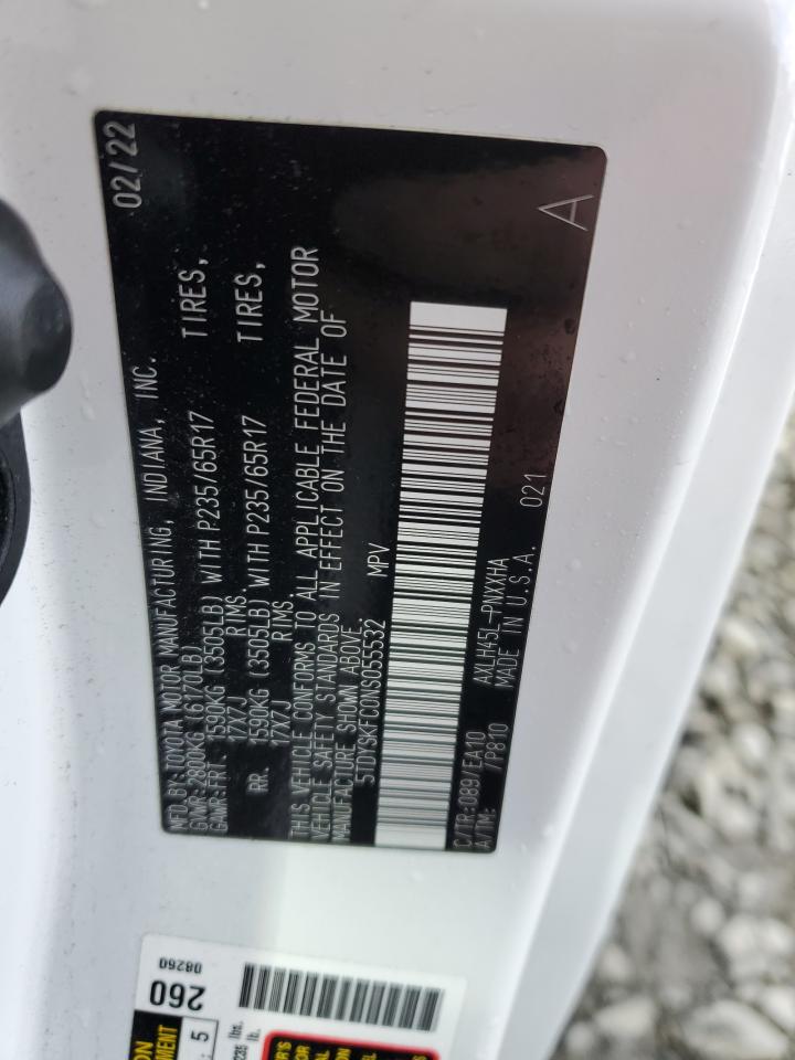 2022 TOYOTA SIENNA XLE VIN:5TDYSKFC0NS055532