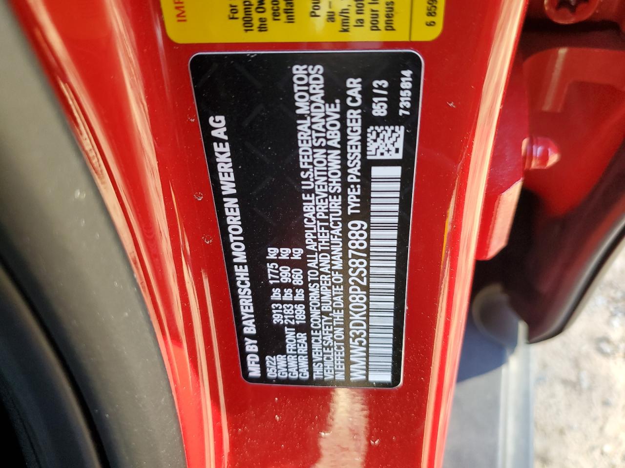 2023 MINI COOPER S VIN:WMW53DK08P2S87889