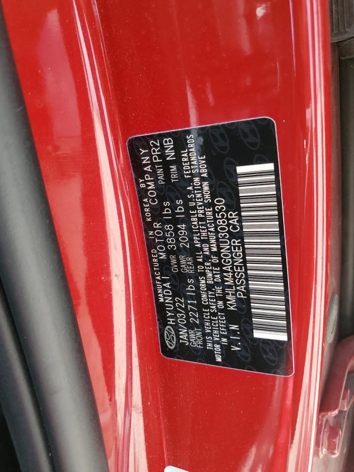 2022 HYUNDAI ELANTRA SEL VIN:KMHLM4AG0NU308530