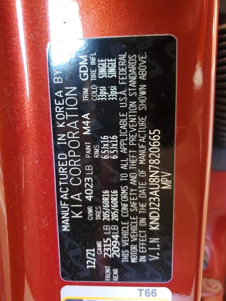 2022 KIA SOUL LX VIN:KNDJ23AU8N7820665