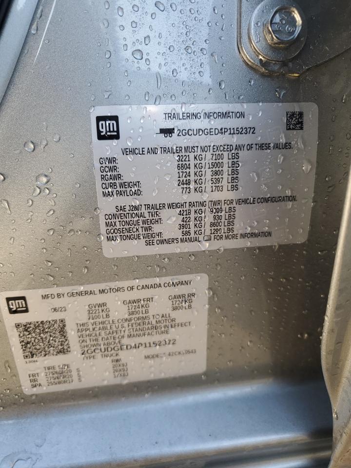 2023 CHEVROLET SILVERADO K1500 LTZ VIN:2GCUDGED4P1152372
