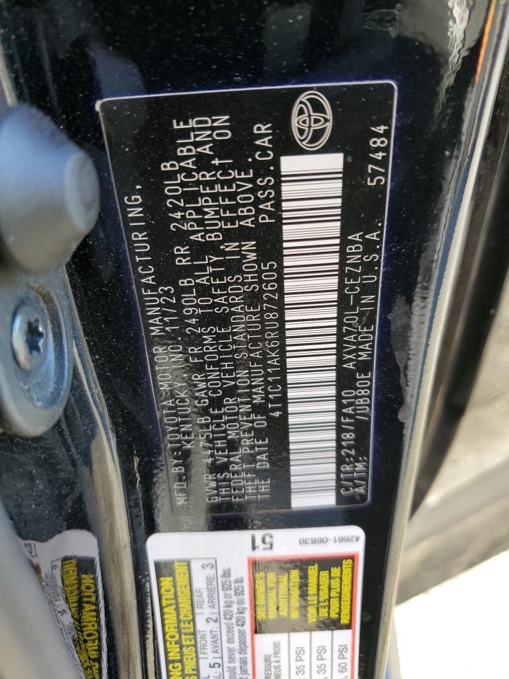 2024 TOYOTA CAMRY LE VIN:4T1C11AK6RU872605