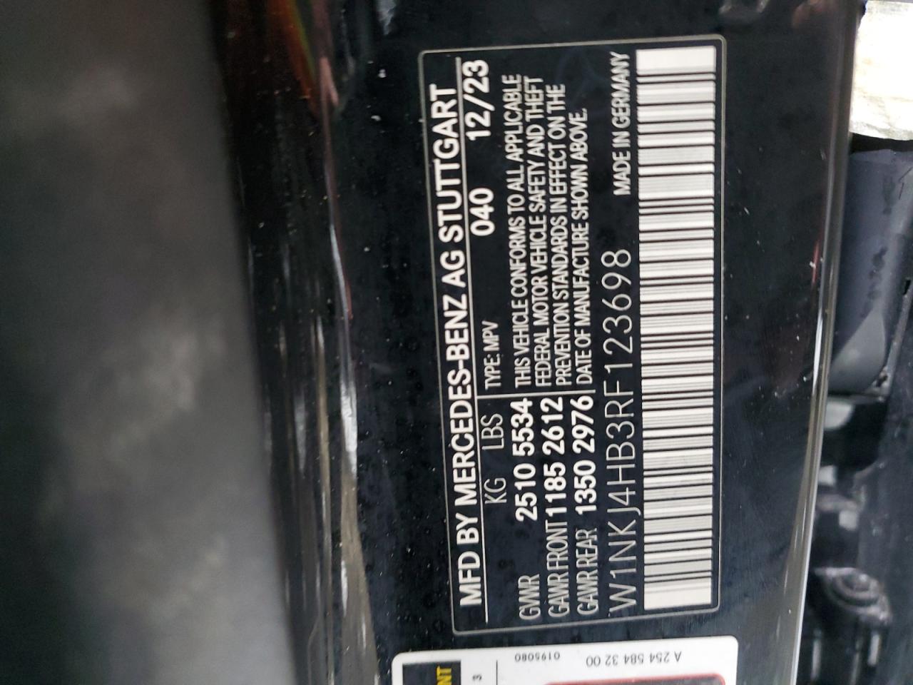 2024 MERCEDES-BENZ GLC COUPE 300 4MATIC VIN:W1NKJ4HB3RF123698