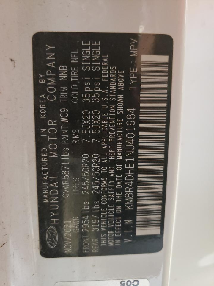2022 HYUNDAI PALISADE SEL VIN:KM8R4DHE1NU401684