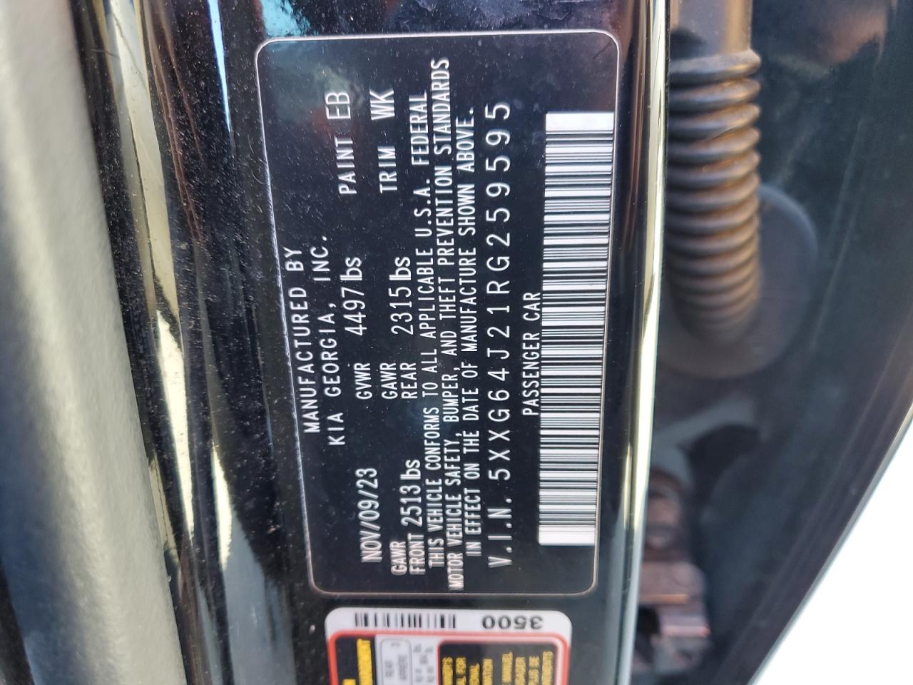 2024 KIA K5 GT LINE VIN:5XXG64J21RG259595