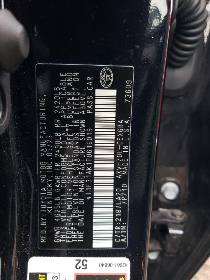 2023 TOYOTA CAMRY XLE VIN:4T1F31AK1PU616019