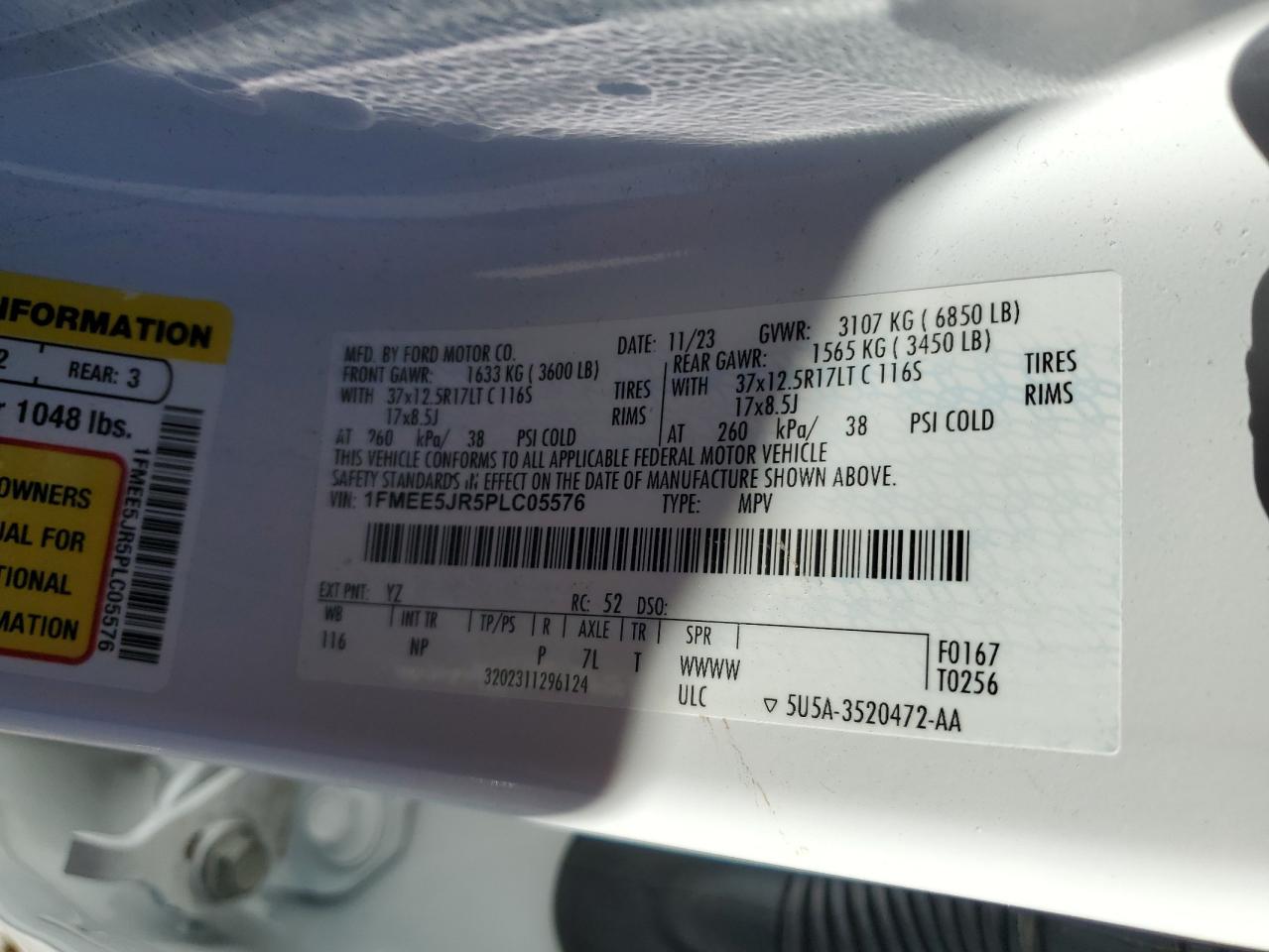 2023 FORD BRONCO RAPTOR VIN:1FMEE5JR5PLC05576