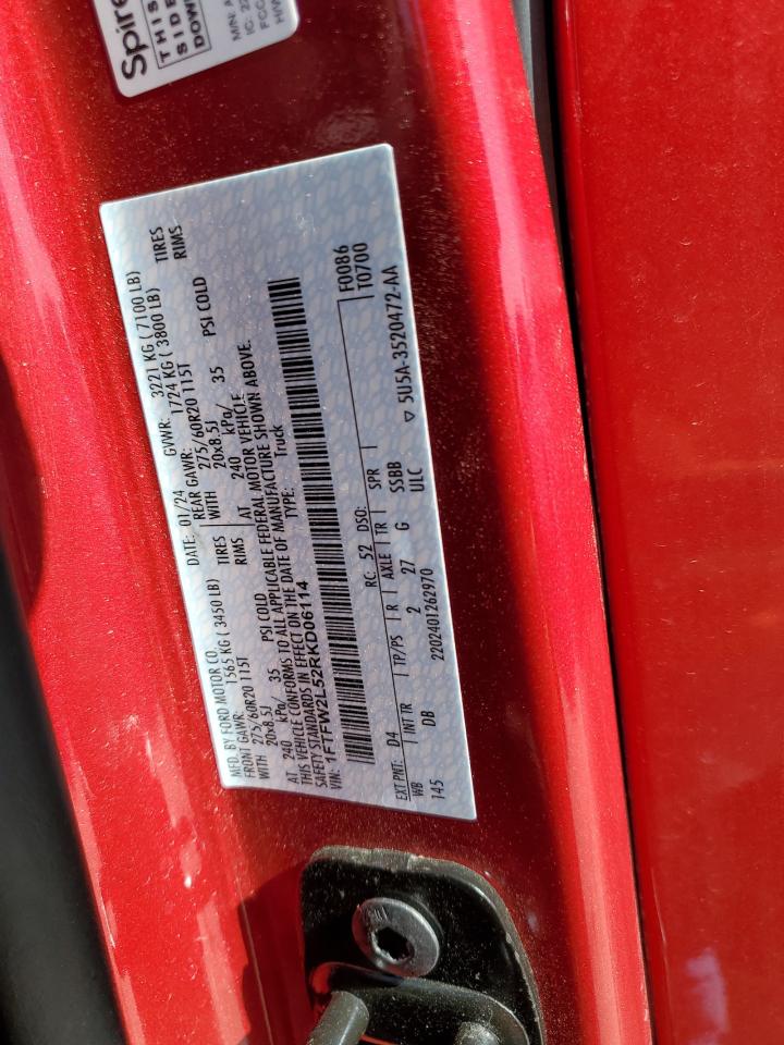 2024 FORD F150 STX VIN:1FTFW2L52RKD06114