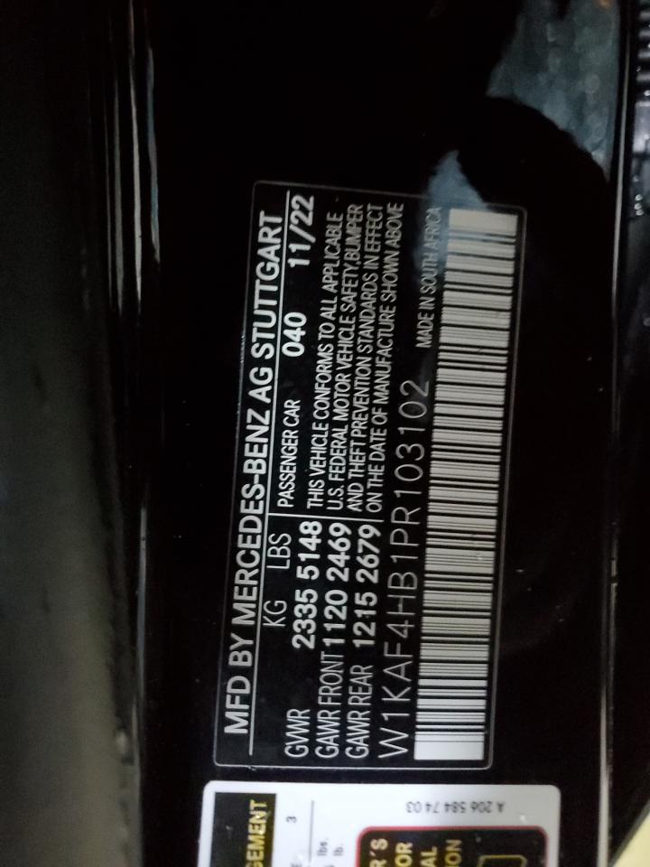 2023 MERCEDES-BENZ C 300 4MATIC VIN:W1KAF4HB1PR103102