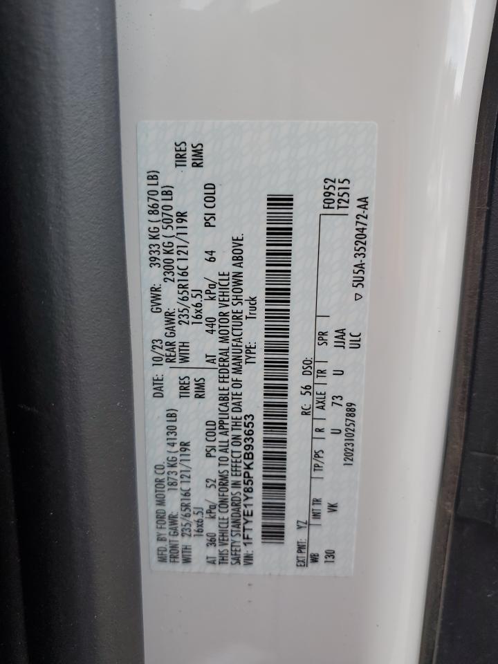 2023 FORD TRANSIT T-150 VIN:1FTYE1Y85PKB93653