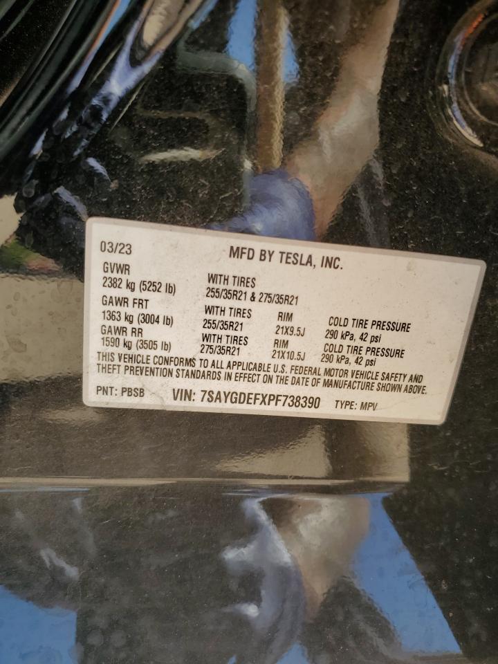 2023 TESLA MODEL Y  VIN:7SAYGDEFXPF738390