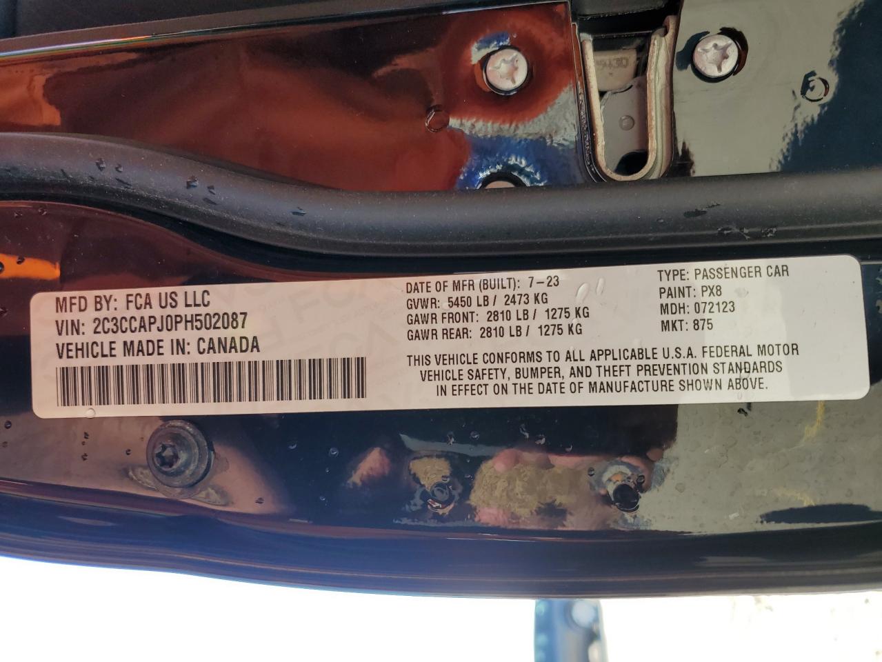 2023 CHRYSLER 300C  VIN:2C3CCAPJ0PH502087