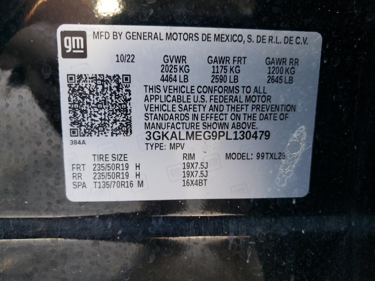 2023 GMC TERRAIN SLE VIN:3GKALMEG9PL130479