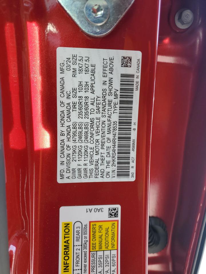 2024 HONDA CR-V EX VIN:2HKRS4H44RH478535