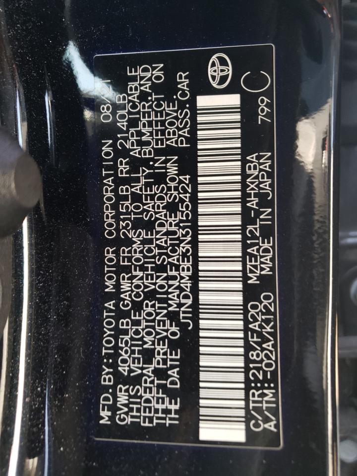 2022 TOYOTA COROLLA SE VIN:JTND4MBE3N3155424