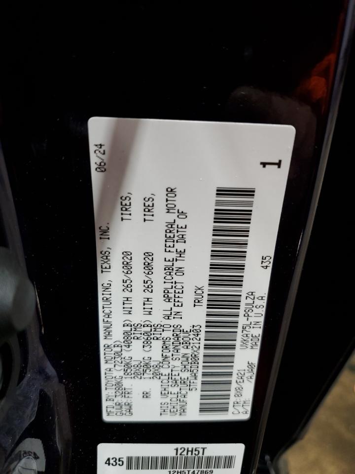 2024 TOYOTA TUNDRA CREWMAX LIMITED VIN:5TFWA5DB0RX212403