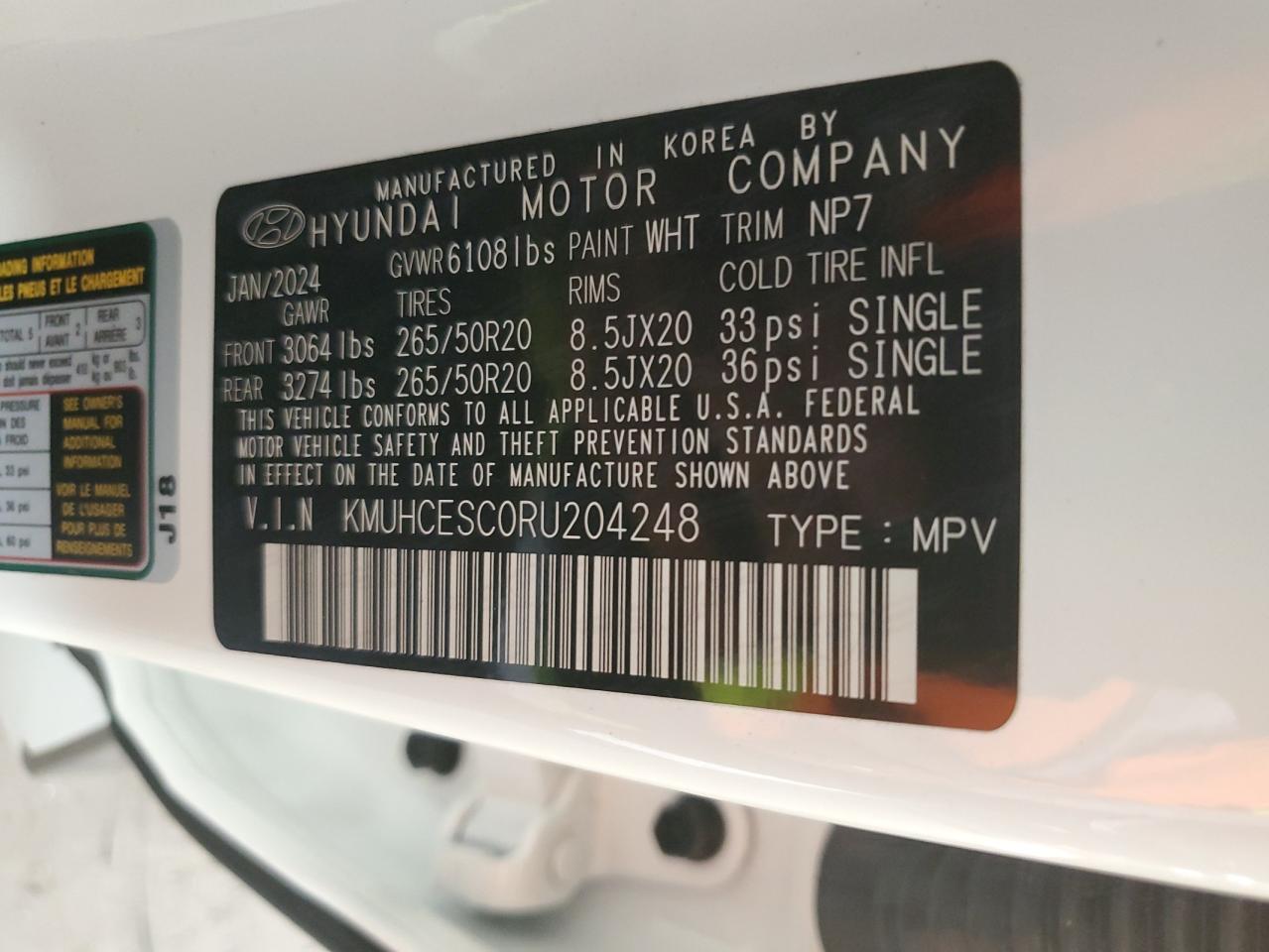 2024 GENESIS GV80 BASE VIN:KMUHCESC0RU204248