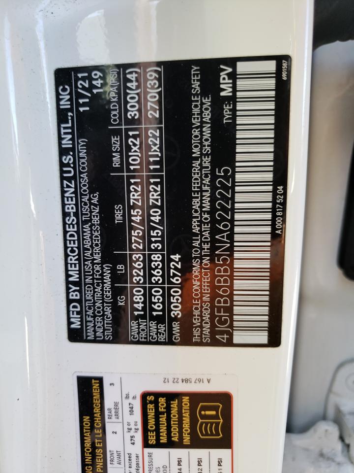 2022 MERCEDES-BENZ GLE AMG 53 4MATIC VIN:4JGFB6BB5NA622225