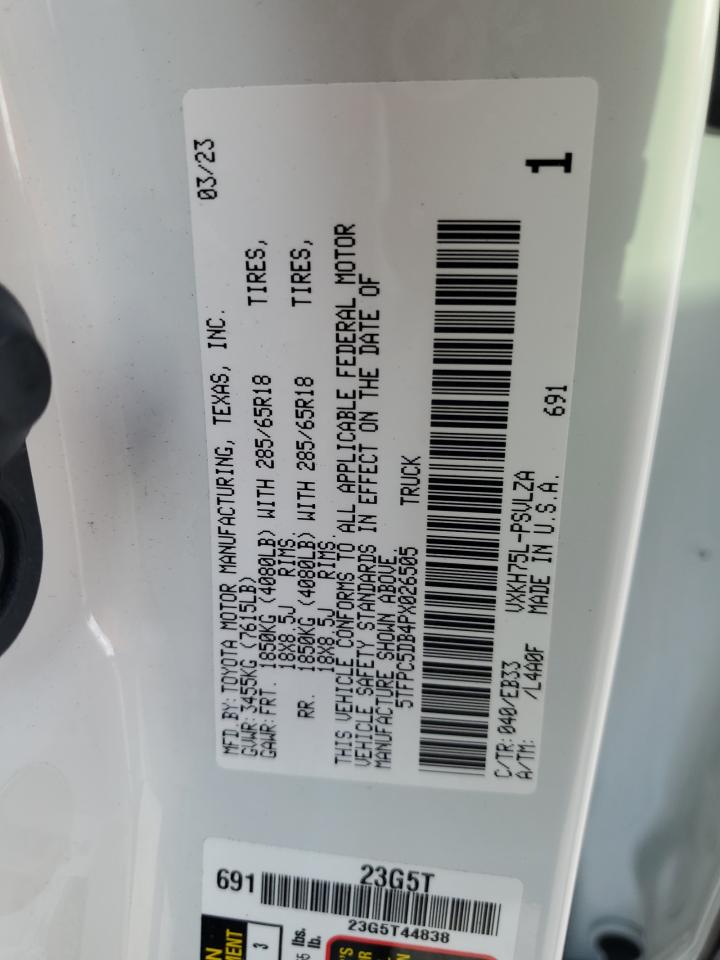 2023 TOYOTA TUNDRA CREWMAX LIMITED VIN:5TFPC5DB4PX026505