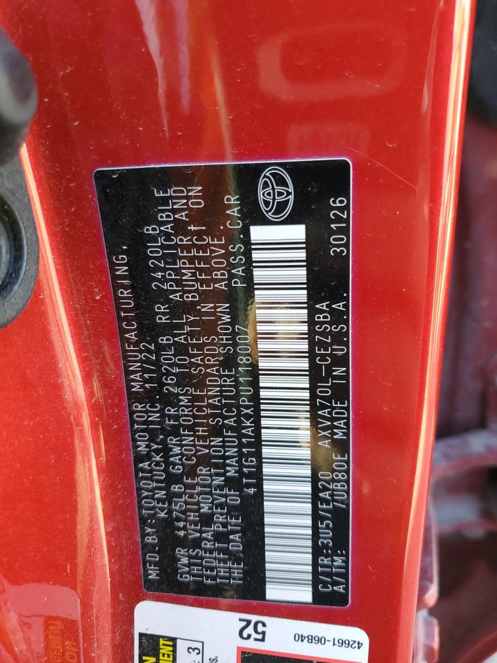 2023 TOYOTA CAMRY SE NIGHT SHADE VIN:4T1G11AKXPU118007