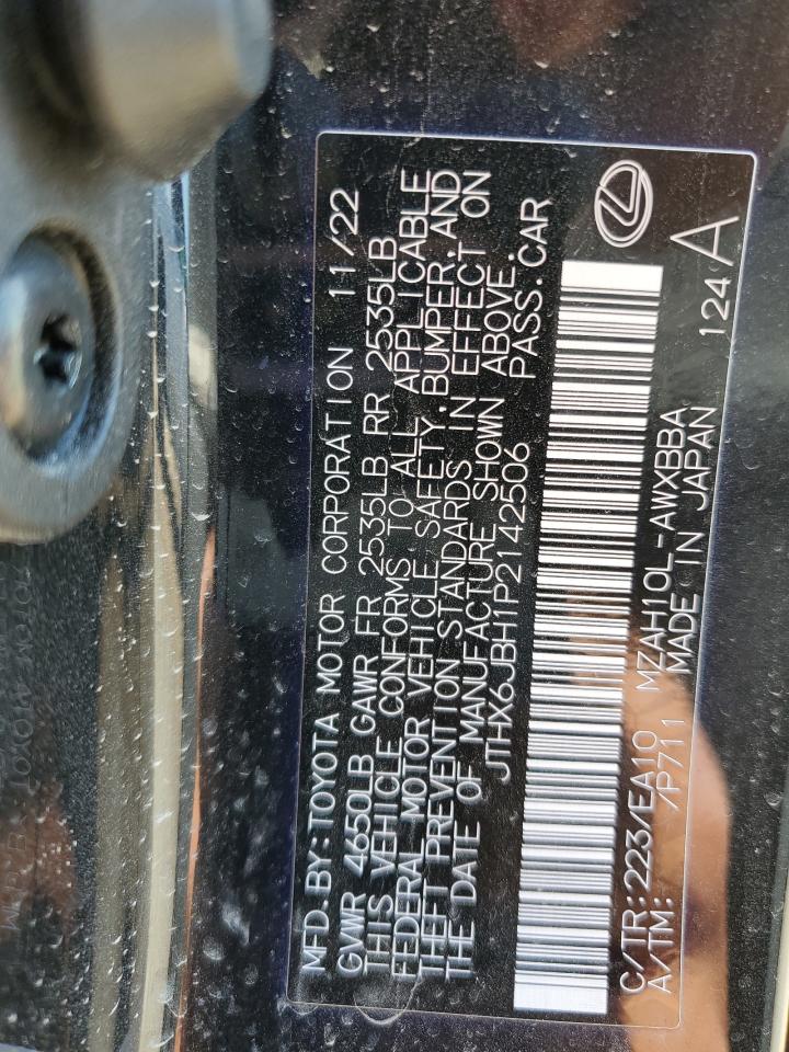 2023 LEXUS UX 250H BASE VIN:JTHX6JBH1P2142506