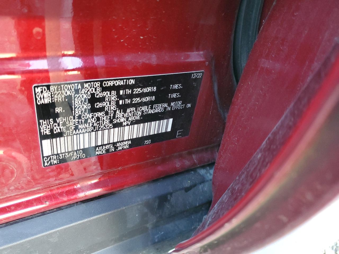 2023 TOYOTA VENZA LE VIN:JTEAAAAHXPJ125325