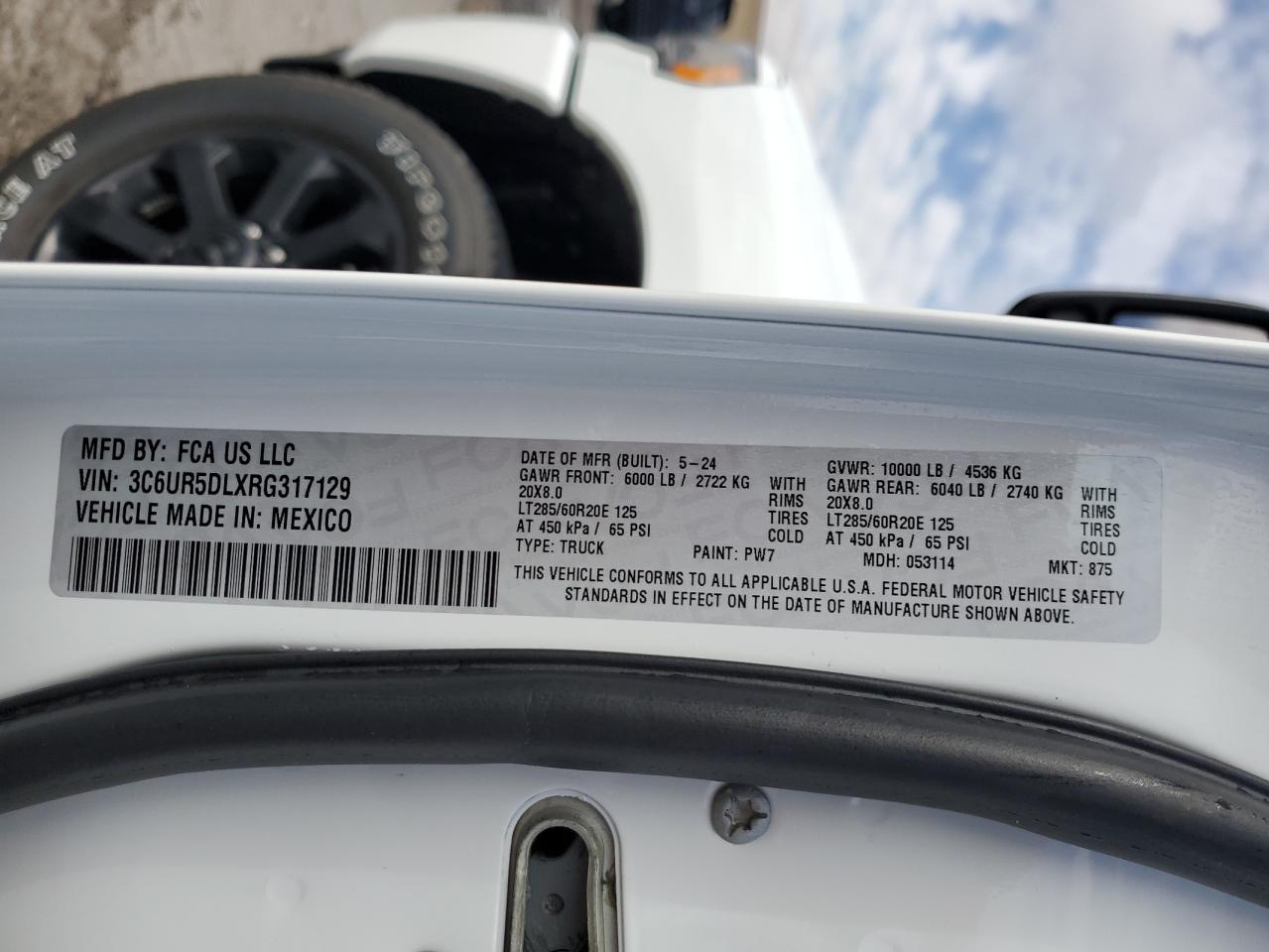 2024 RAM 2500 BIG HORN VIN:3C6UR5DLXRG317129