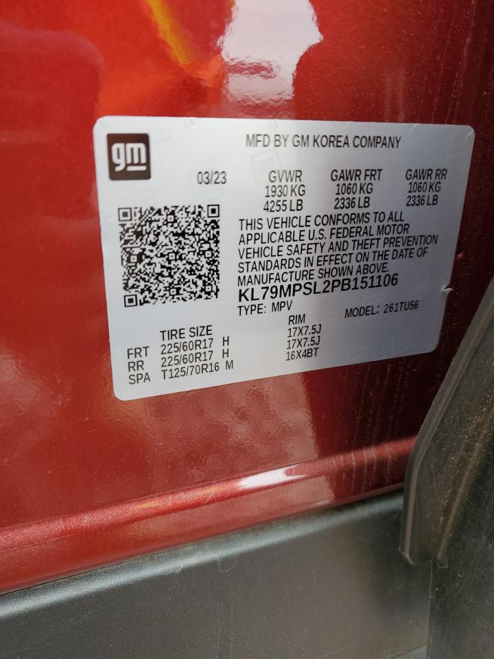 2023 CHEVROLET TRAILBLAZER LT VIN:KL79MPSL2PB151106