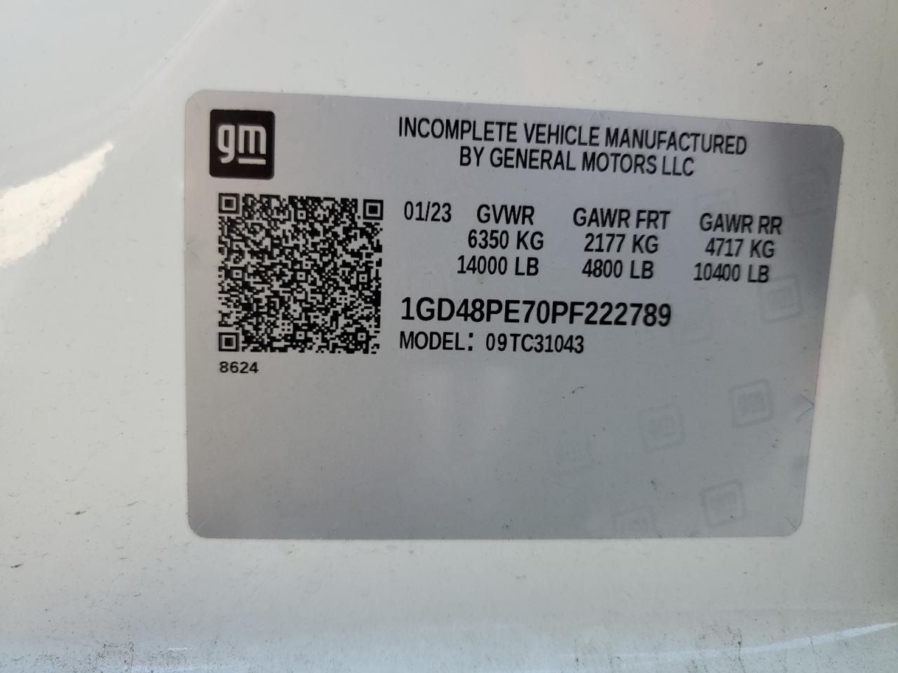 2023 GMC SIERRA C3500 VIN:1GD48PE70PF222789