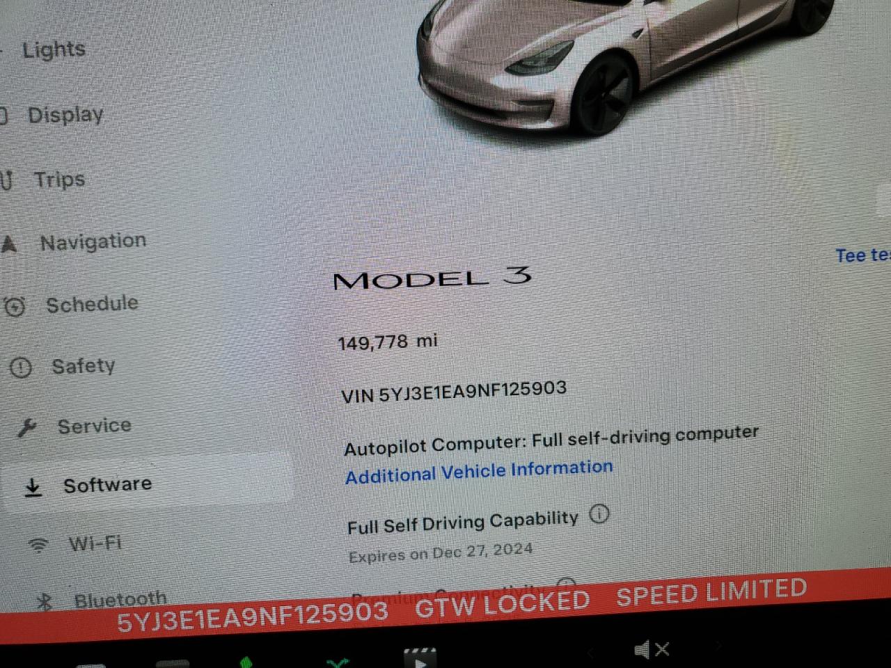2022 TESLA MODEL 3  VIN:5YJ3E1EA9NF125903