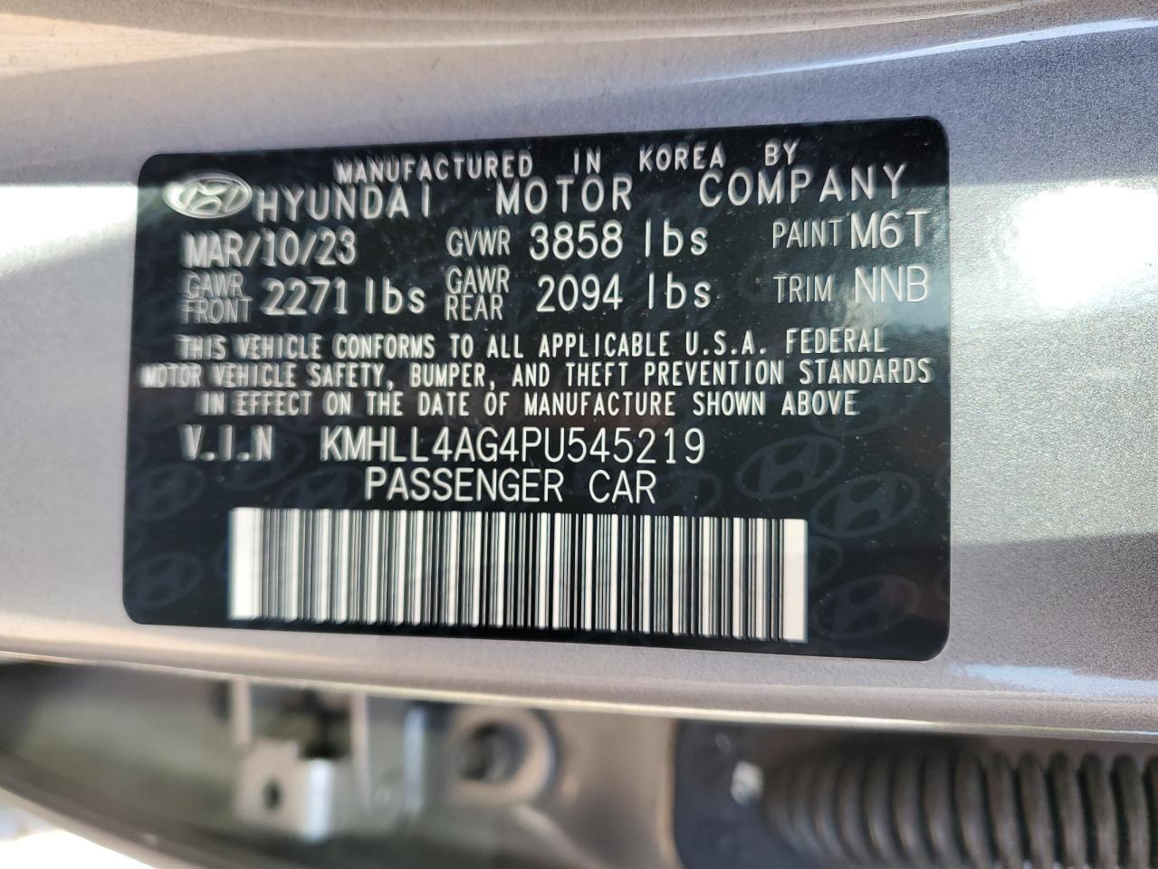 2023 HYUNDAI ELANTRA SE VIN:KMHLL4AG4PU545219