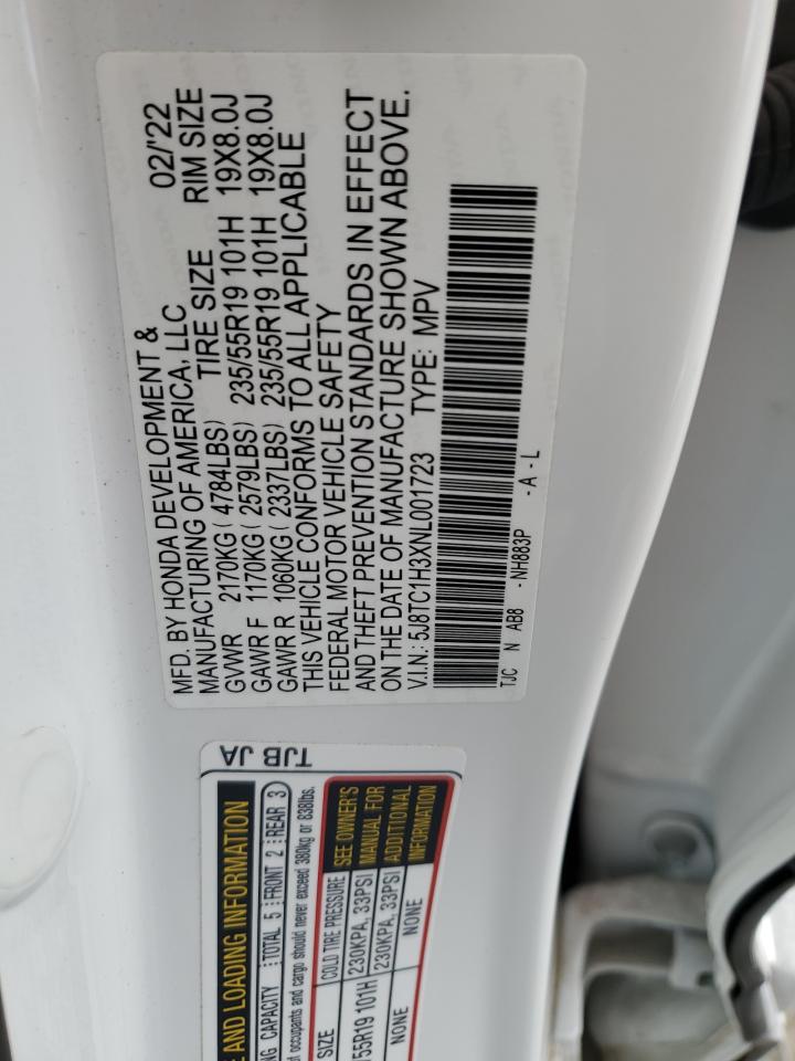 2022 ACURA RDX  VIN:5J8TC1H3XNL001723