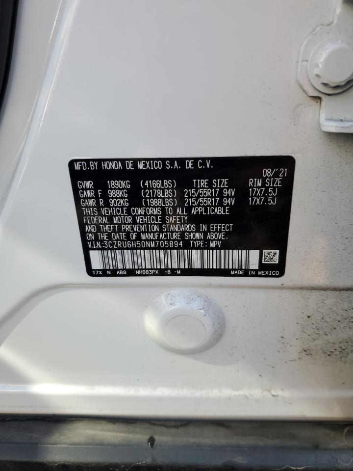 2022 HONDA HR-V EX VIN:3CZRU6H50NM705894