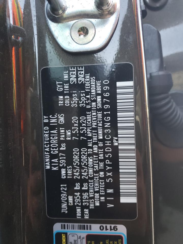 2022 KIA TELLURIDE SX VIN:5XYP5DHC3NG197690