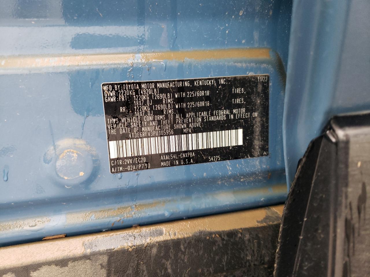 2023 TOYOTA RAV4 XSE VIN:4T3E6RFV3PU105956