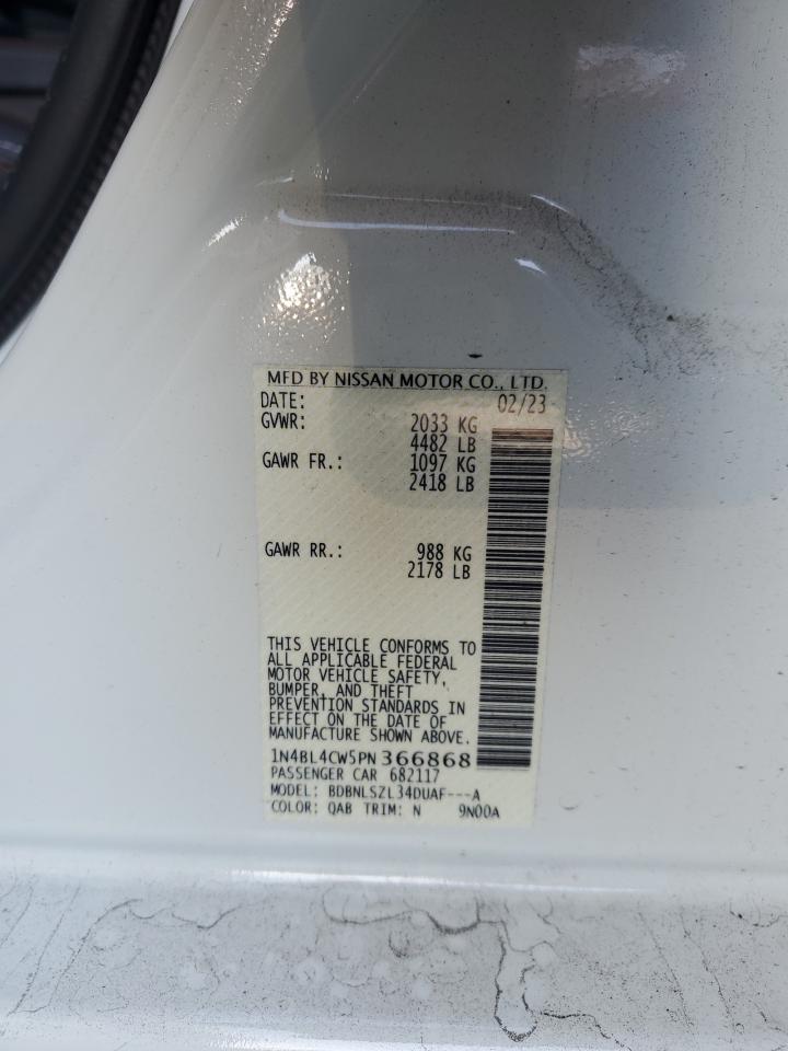 2023 NISSAN ALTIMA SR VIN:1N4BL4CW5PN366868