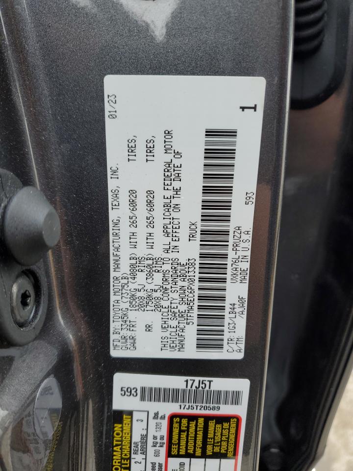 2023 TOYOTA TUNDRA CREWMAX PLATINUM VIN:5TFMA5EC6PX013383