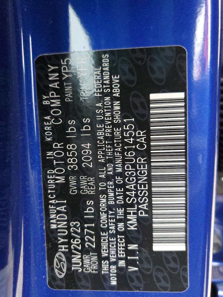 2023 HYUNDAI ELANTRA SEL VIN:KMHLS4AG3PU614551