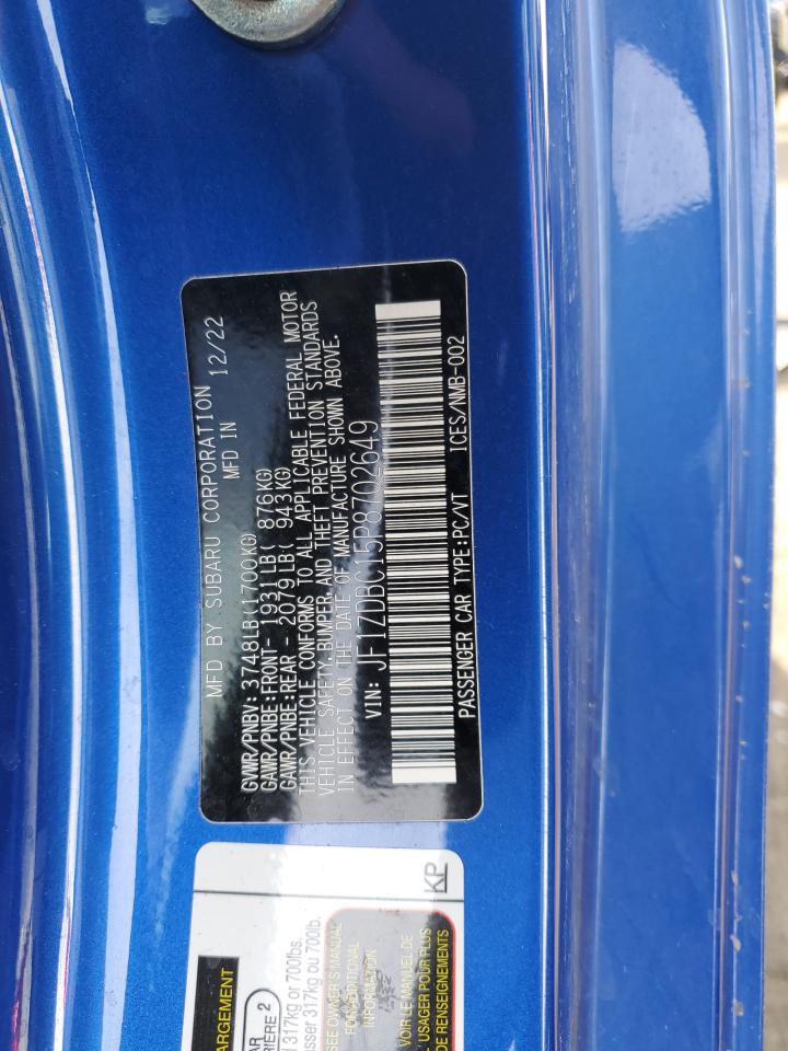 2023 SUBARU BRZ PREMIUM VIN:JF1ZDBC15P8702649