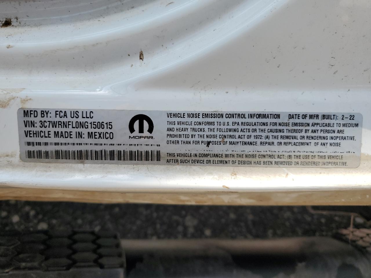 2022 RAM 5500  VIN:3C7WRNFL0NG150615