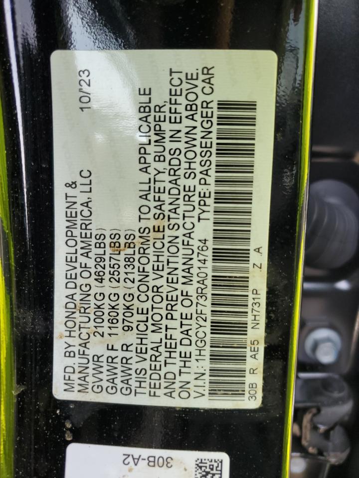 2024 HONDA ACCORD HYBRID SPORT-L VIN:1HGCY2F73RA014764
