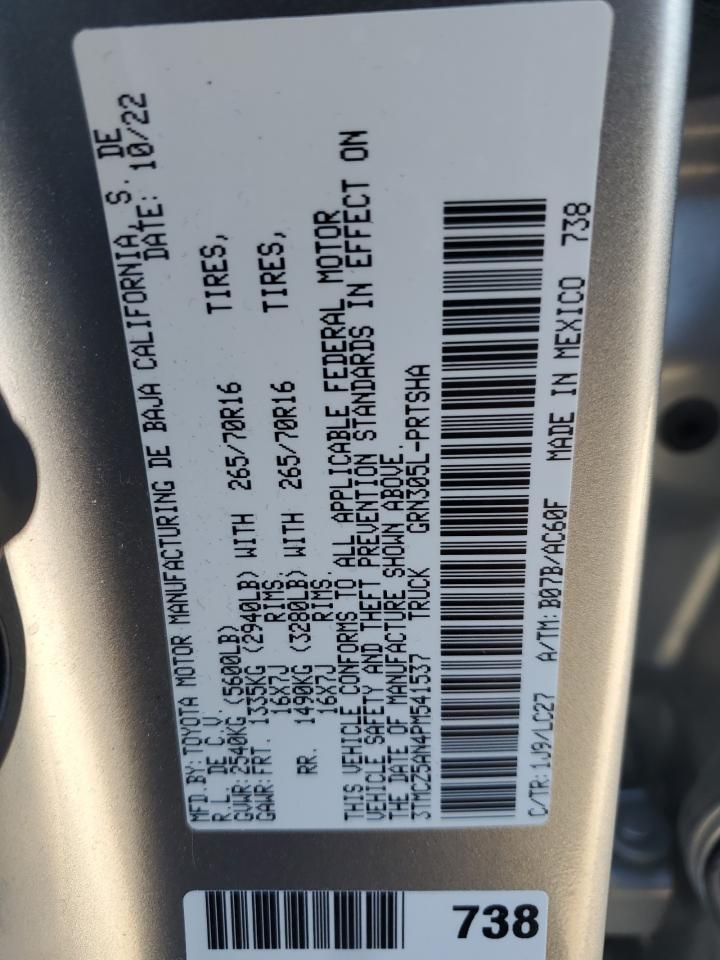 2023 TOYOTA TACOMA DOUBLE CAB VIN:3TMCZ5AN4PM541537