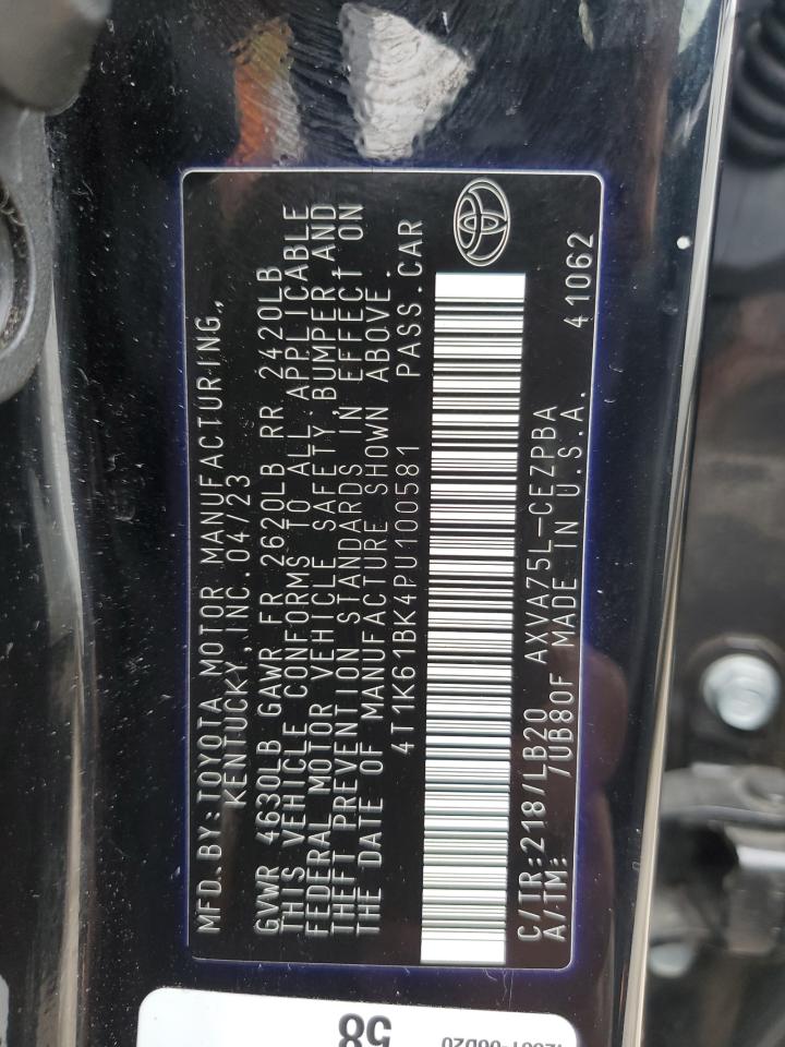 2023 TOYOTA CAMRY XSE VIN:4T1K61BK4PU100581