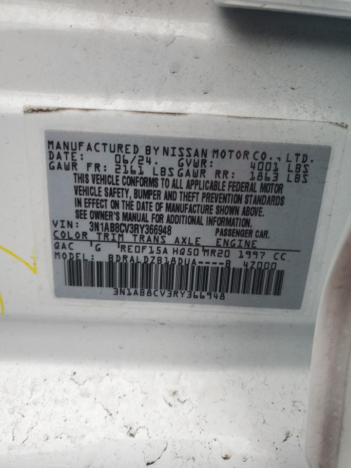 2024 NISSAN SENTRA SV VIN:3N1AB8CV3RY366948