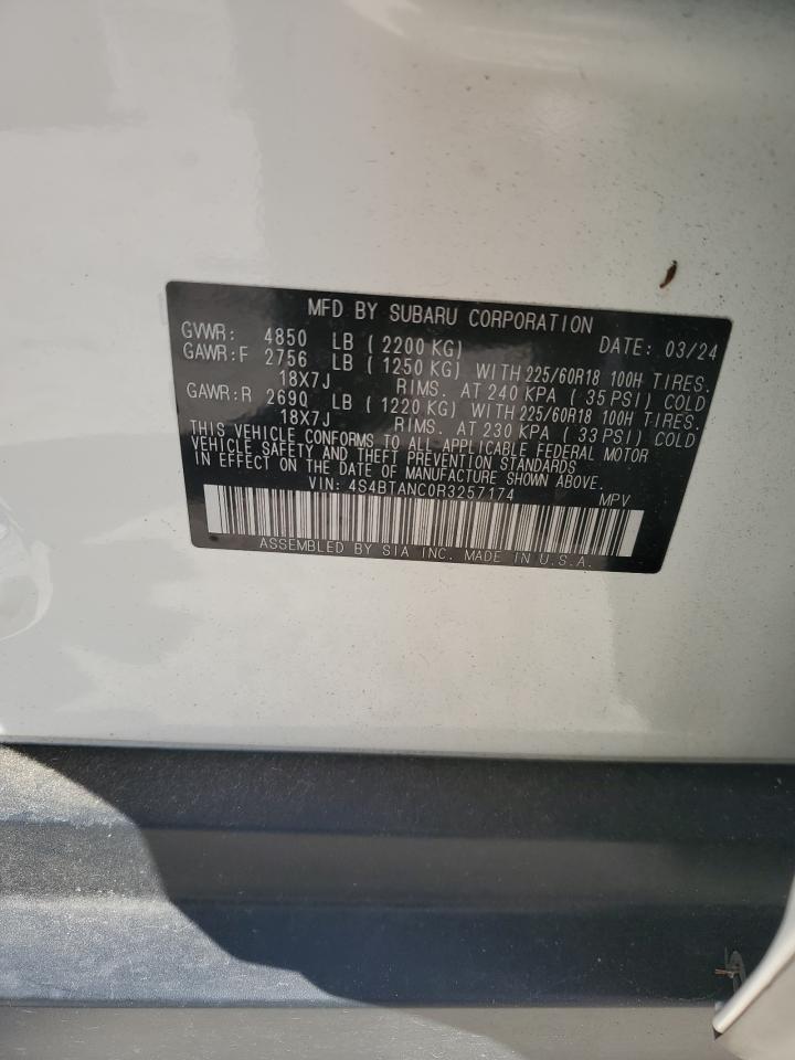 2024 SUBARU OUTBACK LIMITED VIN:4S4BTANC0R3257174