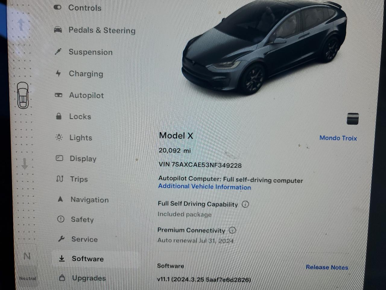 2022 TESLA MODEL X  VIN:7SAXCAE53NF349228
